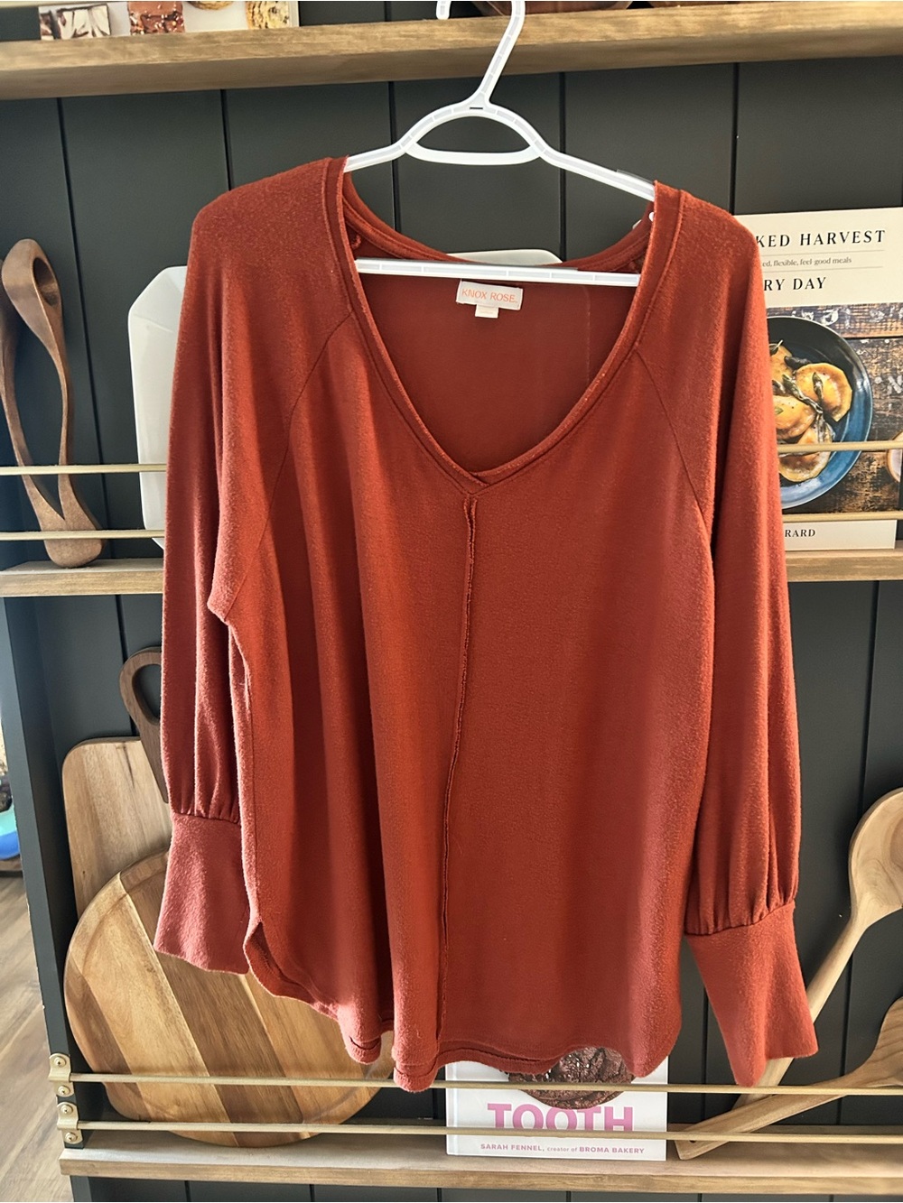 Knox Rose Rust V-Neck Long Sleeve Tunic